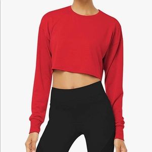 Long Sleeve Red Crop Top